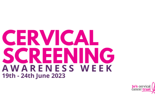 Text which says Cervical Screening Awareness Week 19th - 24th June 2023